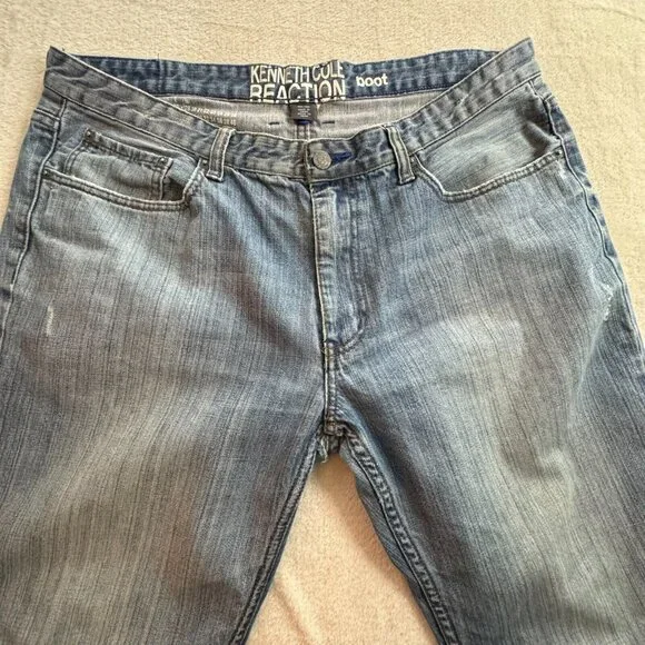 Kenneth Cole Reaction Men's Jeans Boot Cut Medium Wash 36X32 Denim Blue - Picture 9 of 10